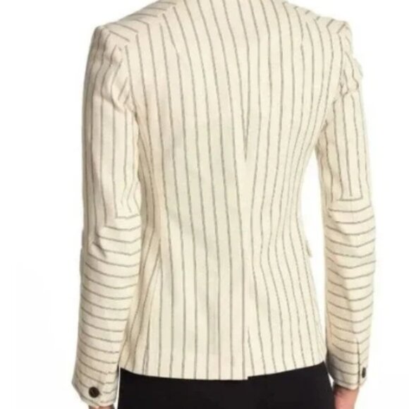 rag & bone Millie Striped Blazer Jacket Ivory Black Size 6 Office Size 6 - Picture 3 of 14